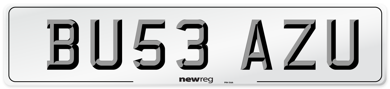 BU53 AZU Number Plate from New Reg